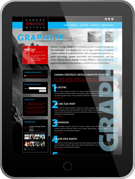 Canada Strategic Metals Website Design and Website Development