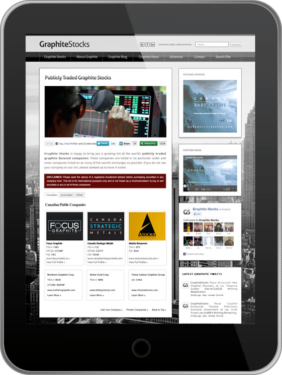Graphite Stocks Website Design and Website Development