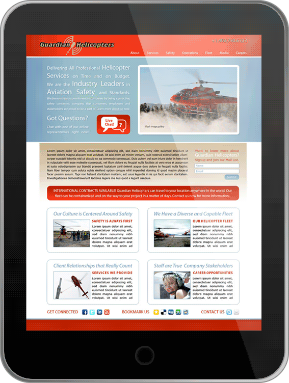 Guardian Helicopters Website Design and Website Development