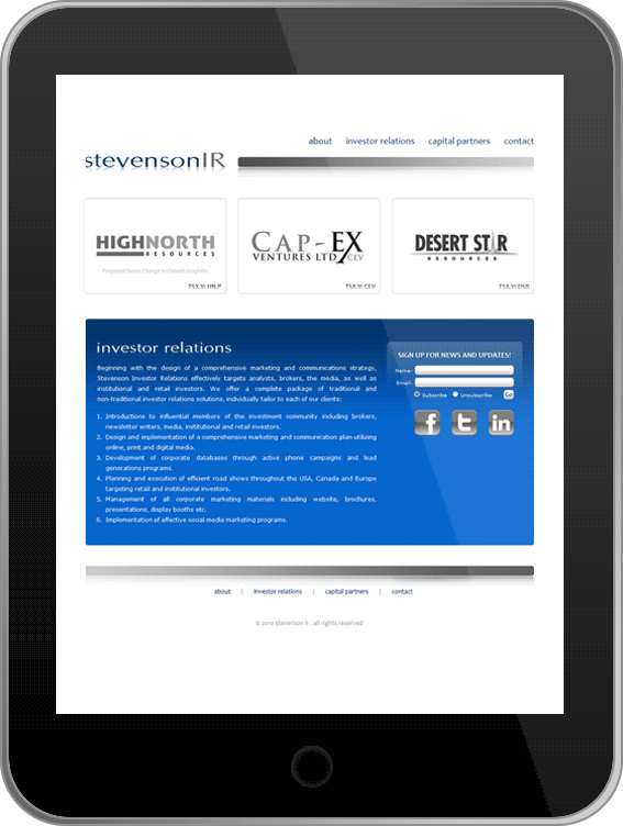 Stevenson IR Website Design and Website Development